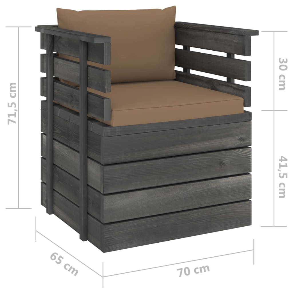 Tuin Met Kussens Pallet Grenenhout Taupe Fauteuil