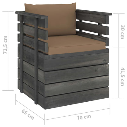 Tuin Met Kussens Pallet Grenenhout Taupe Fauteuil
