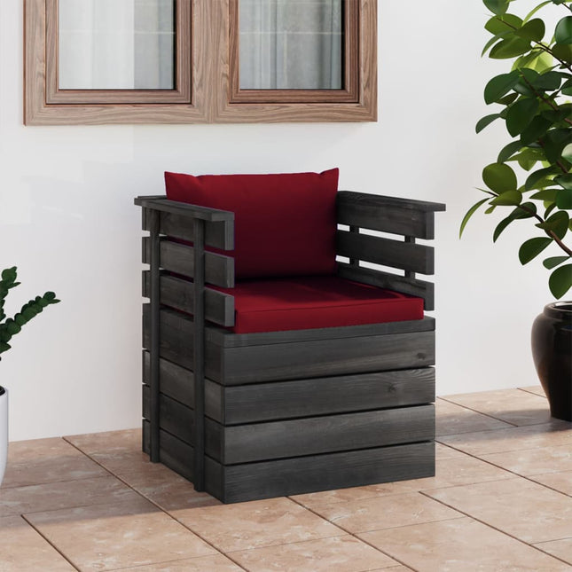 Tuin Met Kussens Pallet Grenenhout Wijnrood Fauteuil