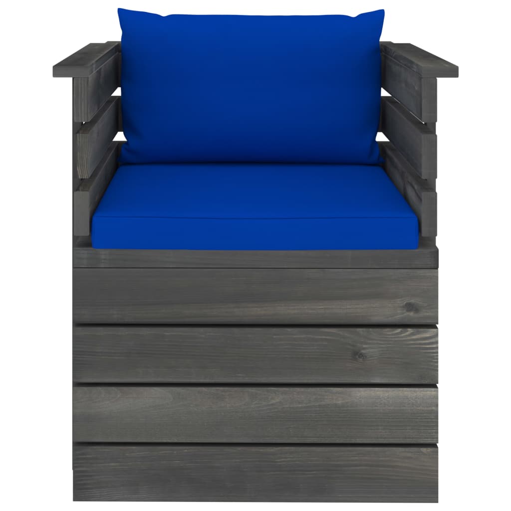 Tuin Met Kussens Pallet Grenenhout Blauw Fauteuil