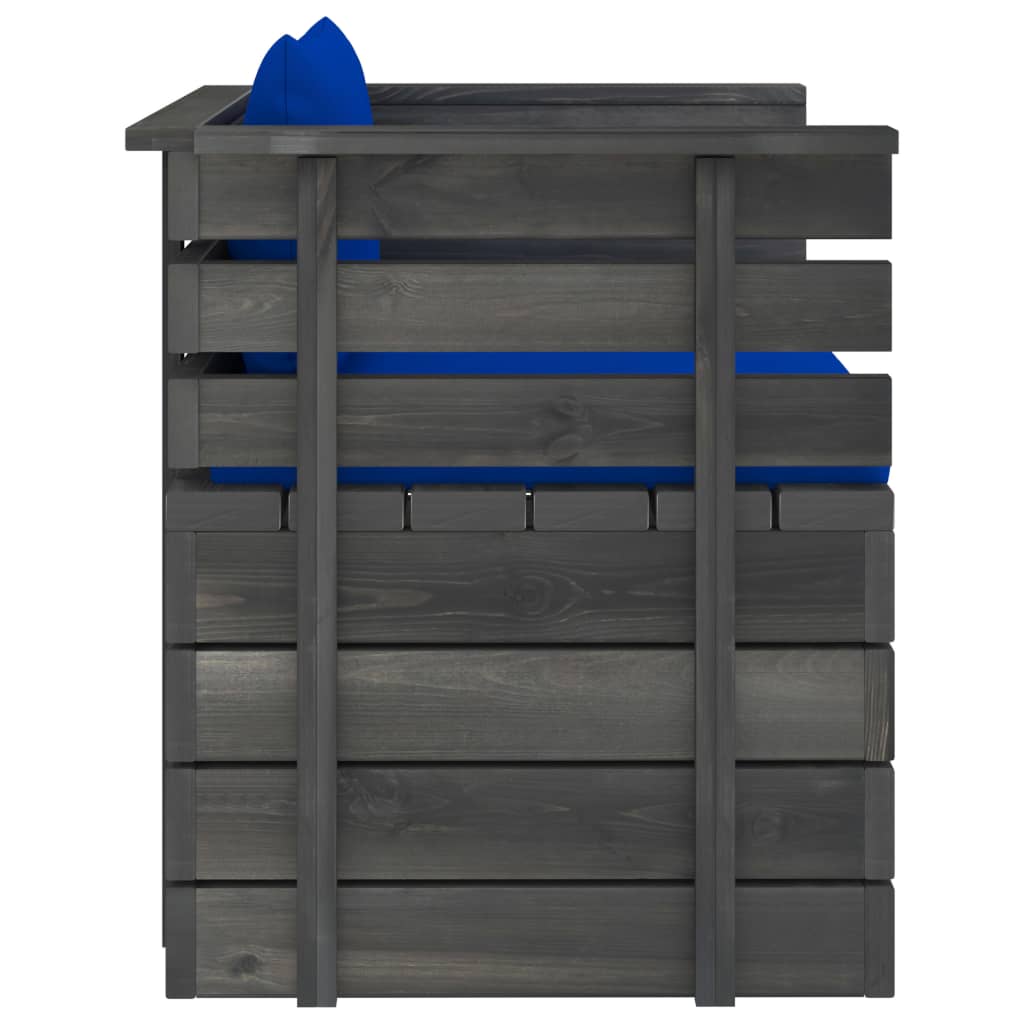 Tuin Met Kussens Pallet Grenenhout Blauw Fauteuil
