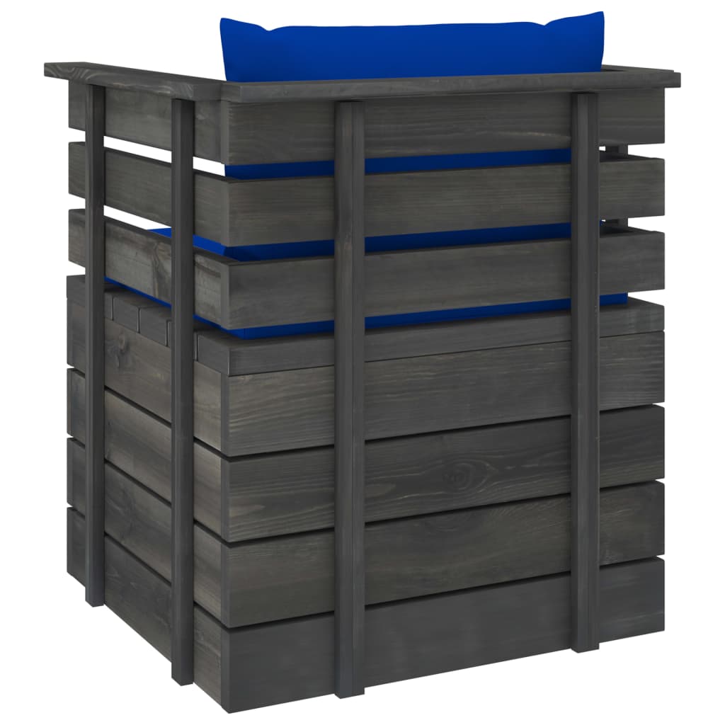 Tuin Met Kussens Pallet Grenenhout Blauw Fauteuil