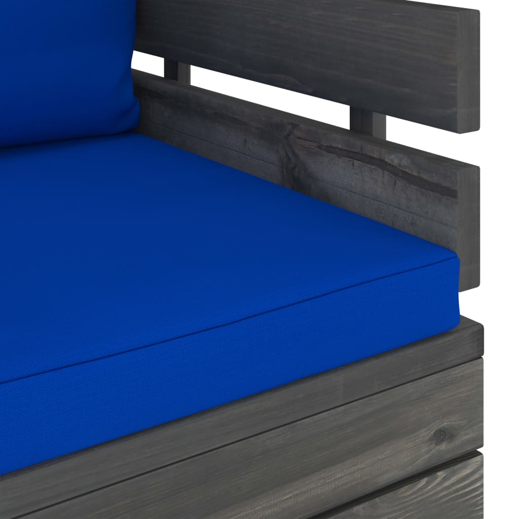 Tuin Met Kussens Pallet Grenenhout Blauw Fauteuil