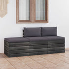 -Delige Loungeset Met Kussens Pallet Massief Grenenhout Antraciet