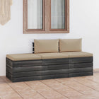 -Delige Loungeset Met Kussens Pallet Massief Grenenhout Beige