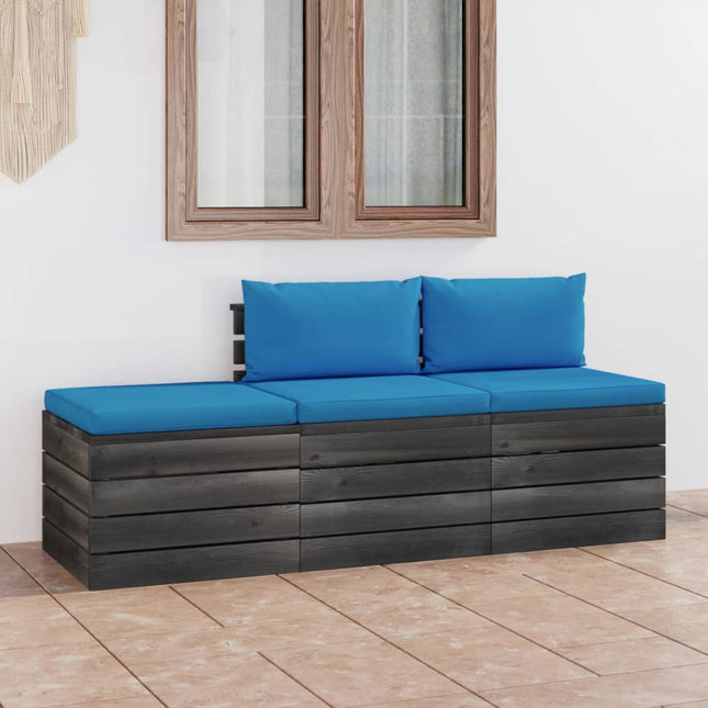 -Delige Loungeset Met Kussens Pallet Massief Grenenhout lichtblauw