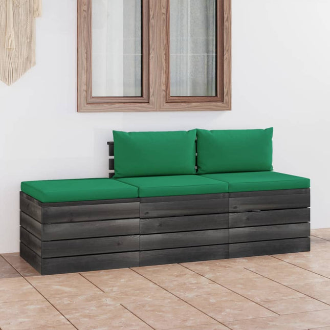 -Delige Loungeset Met Kussens Pallet Massief Grenenhout Groen