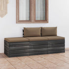 3-Delige Loungeset Met Kussens Pallet Massief Grenenhout Taupe