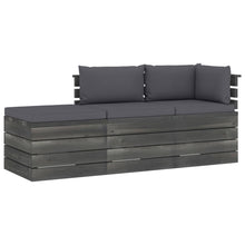 -Delige Loungeset Met Kussens Pallet Massief Grenenhout Antraciet