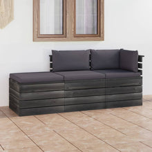 -Delige Loungeset Met Kussens Pallet Massief Grenenhout Antraciet