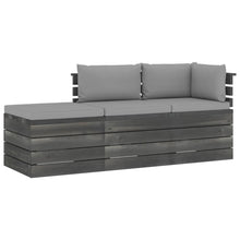 -Delige Loungeset Met Kussens Pallet Massief Grenenhout Grijs