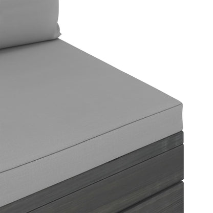 -Delige Loungeset Met Kussens Pallet Massief Grenenhout Grijs