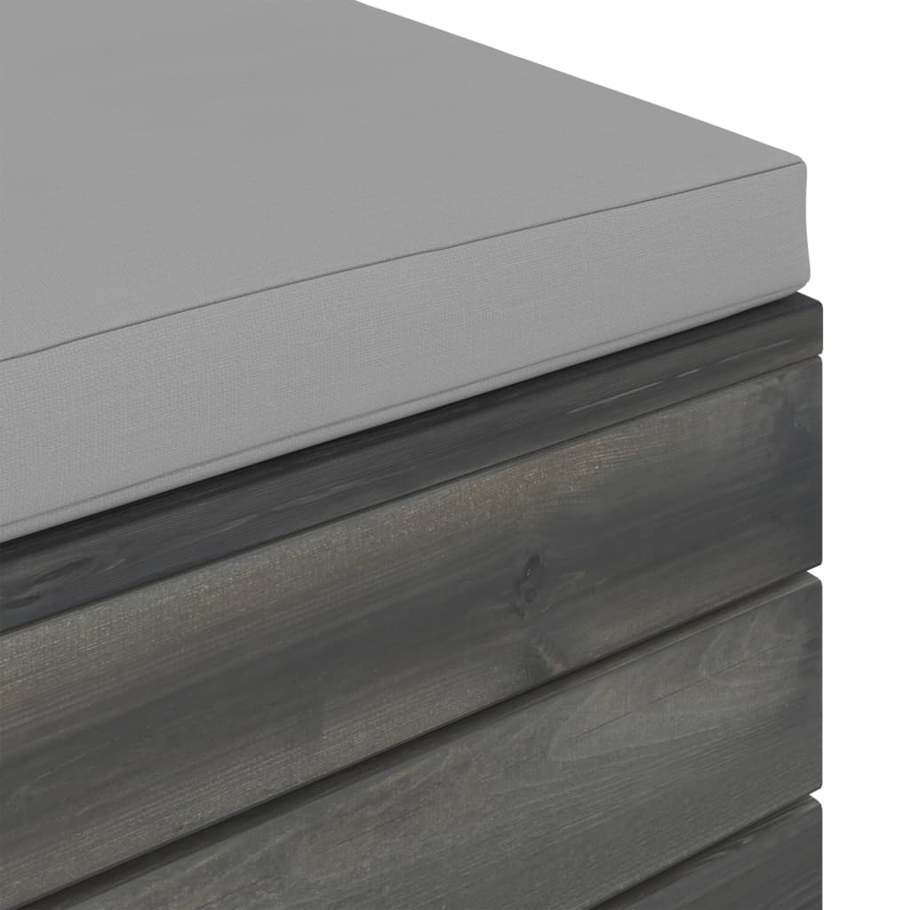 -Delige Loungeset Met Kussens Pallet Massief Grenenhout Grijs