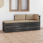 -Delige Loungeset Met Kussens Pallet Massief Grenenhout Beige