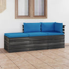 -Delige Loungeset Met Kussens Pallet Massief Grenenhout lichtblauw