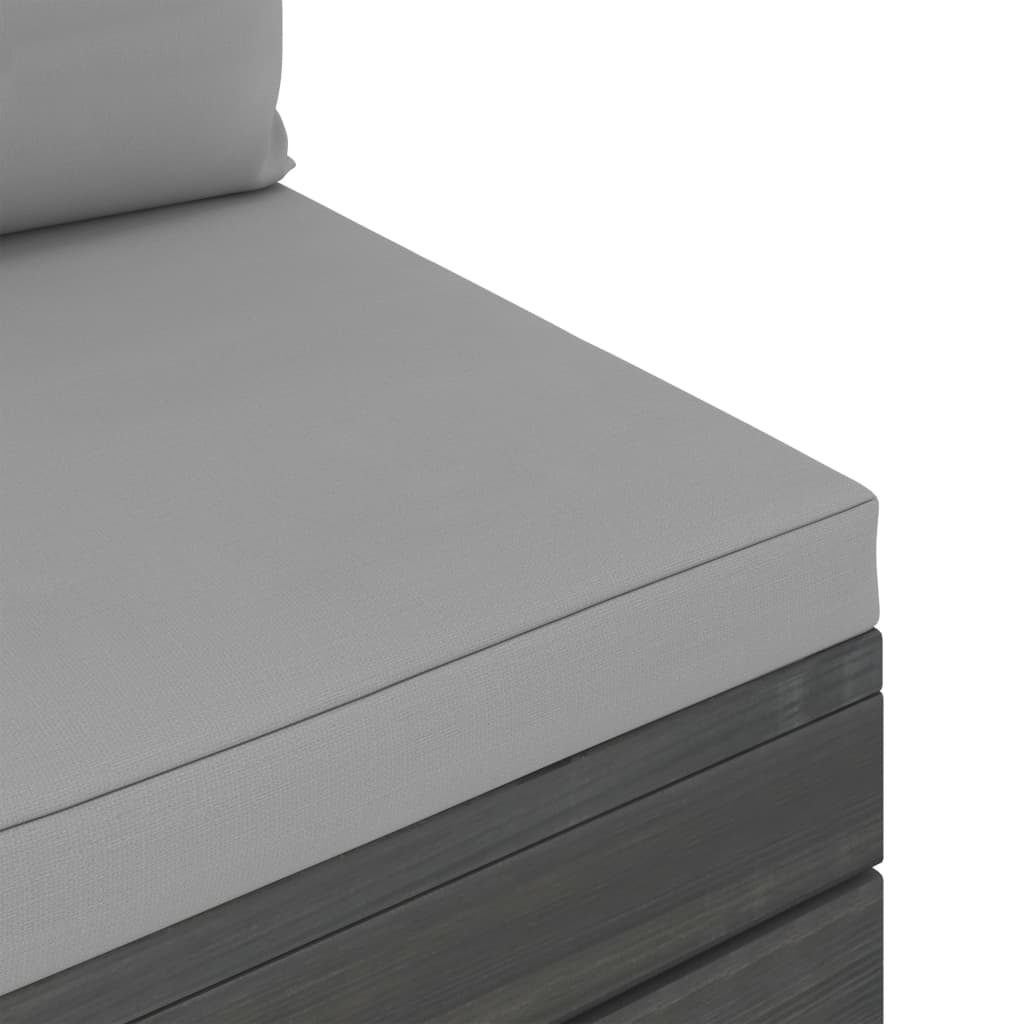 -Delige Loungeset Met Kussens Pallet Massief Grenenhout Grijs