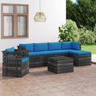 -Delige Loungeset Met Kussens Pallet Massief Grenenhout lichtblauw