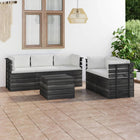 -Delige Loungeset Met Kussens Pallet Massief Grenenhout Crème