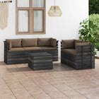 -Delige Loungeset Met Kussens Pallet Massief Grenenhout Taupe