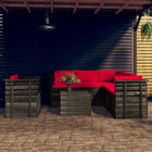 -Delige Loungeset Met Kussens Pallet Massief Grenenhout Rood