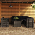 -Delige Loungeset Met Kussens Pallet Massief Grenenhout Zwart