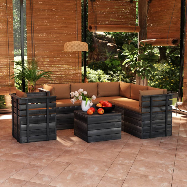 -Delige Loungeset Met Kussens Pallet Massief Grenenhout Taupe