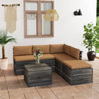 6-Delige Loungeset Met Kussens Pallet Grenenhout Taupe