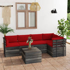 -Delige Loungeset Met Kussens Pallet Massief Grenenhout Rood