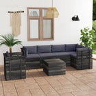 -Delige Loungeset Met Kussens Pallet Massief Grenenhout Antraciet