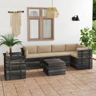 -Delige Loungeset Met Kussens Pallet Massief Grenenhout Beige