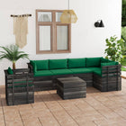 -Delige Loungeset Met Kussens Pallet Massief Grenenhout Groen