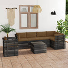 -Delige Loungeset Met Kussens Pallet Massief Grenenhout Taupe