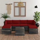 -Delige Loungeset Met Kussens Pallet Massief Grenenhout Wijnrood