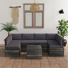 -Delige Loungeset Met Kussens Pallet Massief Grenenhout Antraciet