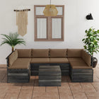 -Delige Loungeset Met Kussens Pallet Massief Grenenhout Taupe