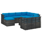 -Delige Loungeset Met Kussens Pallet Massief Grenenhout lichtblauw