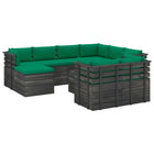 -Delige Loungeset Met Kussens Pallet Massief Grenenhout Groen