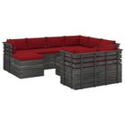 -Delige Loungeset Met Kussens Pallet Massief Grenenhout Wijnrood