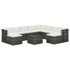 -Delige Loungeset Pallet Met Kussens Massief Grenenhout Crème