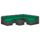 -Delige Loungeset Pallet Met Kussens Massief Grenenhout Groen