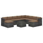 11-Delige Loungeset Pallet Met Kussens Massief Grenenhout Taupe