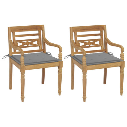 Stoelen Batavia Met Grijze Kussens Massief Teakhout 2