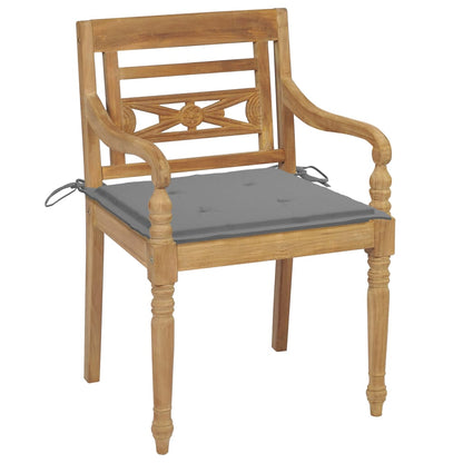 Stoelen Batavia Met Grijze Kussens Massief Teakhout 2