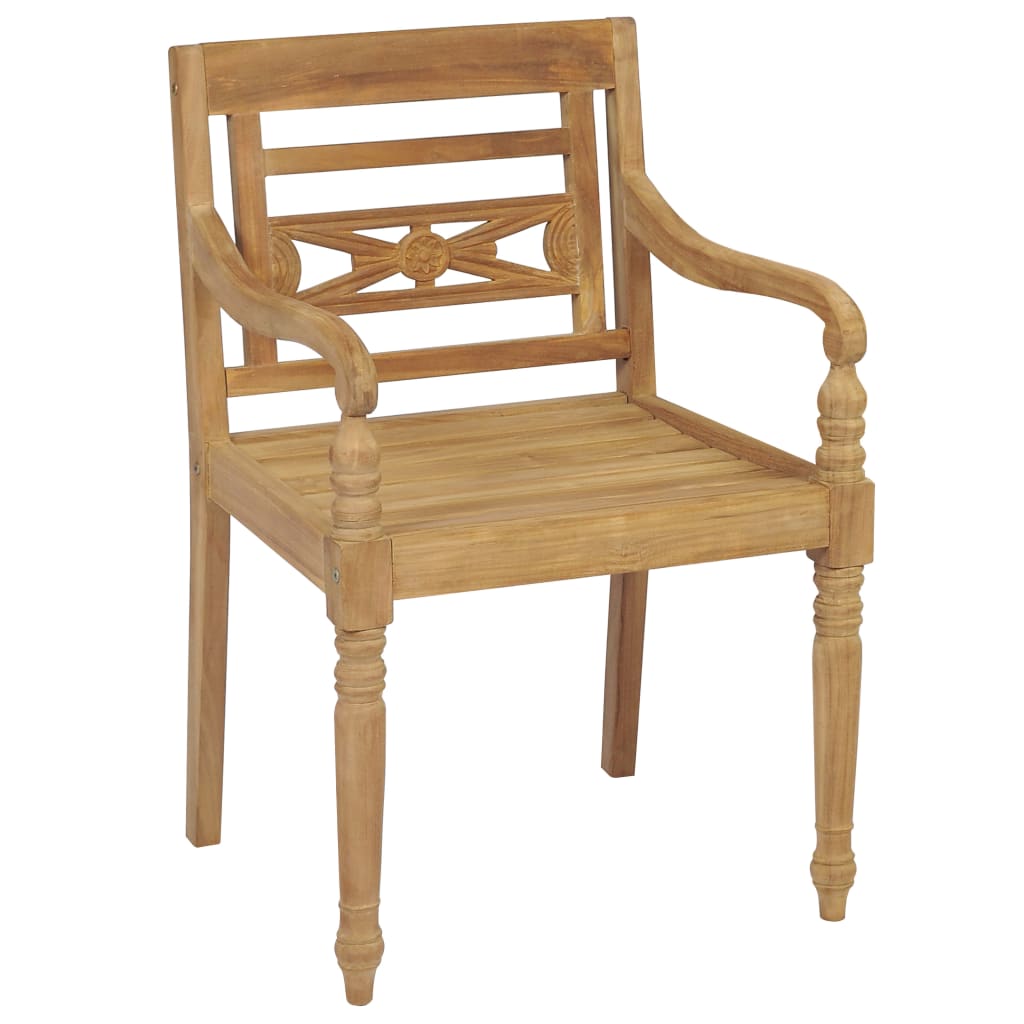 Stoelen Batavia Met Grijze Kussens Massief Teakhout 2