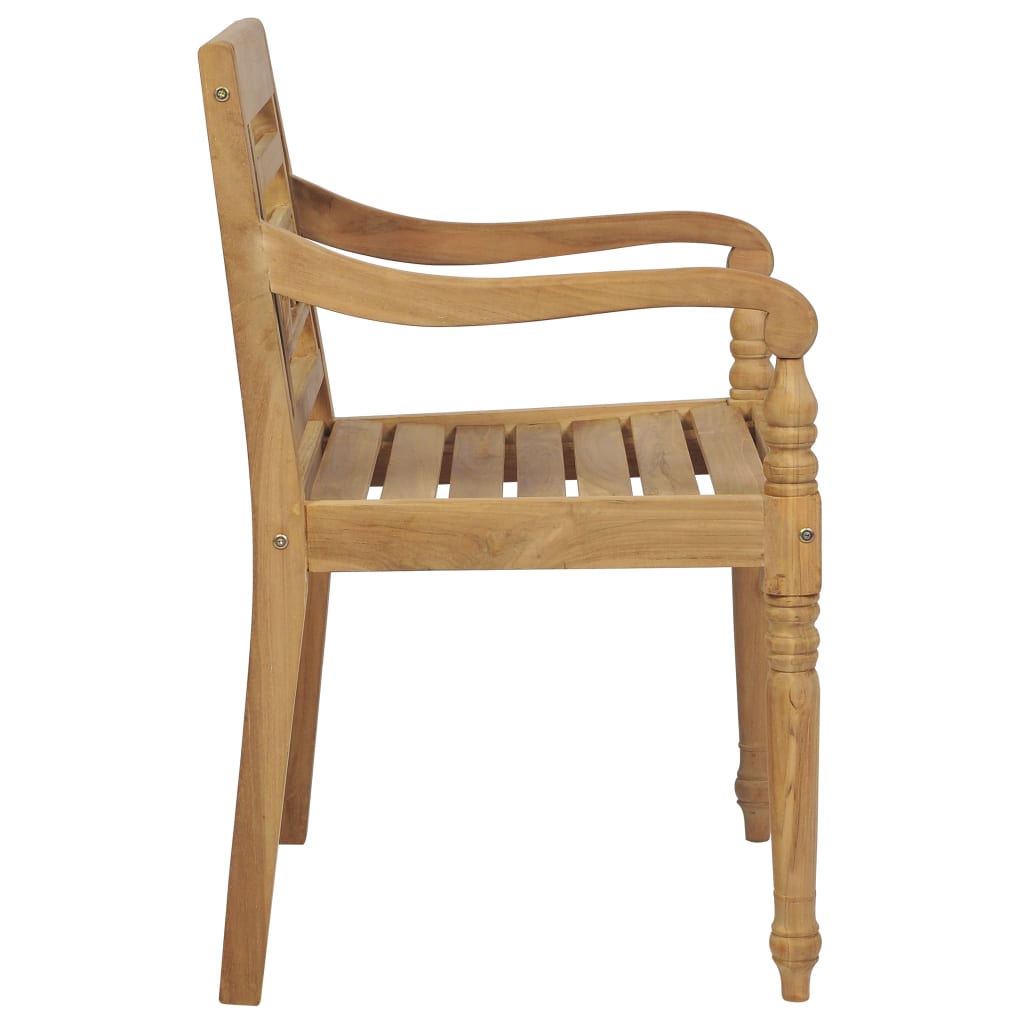 Stoelen Batavia Met Grijze Kussens Massief Teakhout 2
