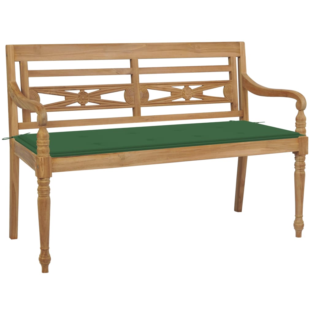 Bank Batavia Met Groen Kussen 120 Cm Massief Teakhout