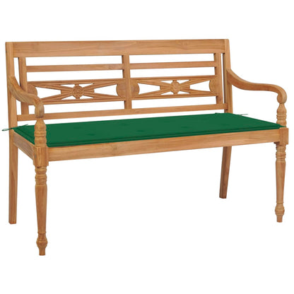 Bank Batavia Met Groen Kussen 120 Cm Massief Teakhout