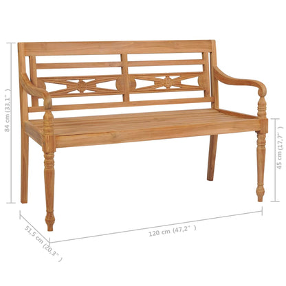 Bank Batavia Met Rood Kussen 120 Cm Massief Teakhout