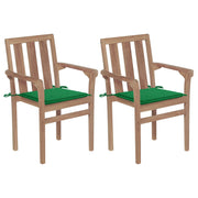 Tuinstoelen massief teakhout set 2 met kussens