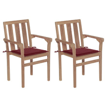 Tuinstoelen Met Wijnrode Kussens Massief Teakhout 2
